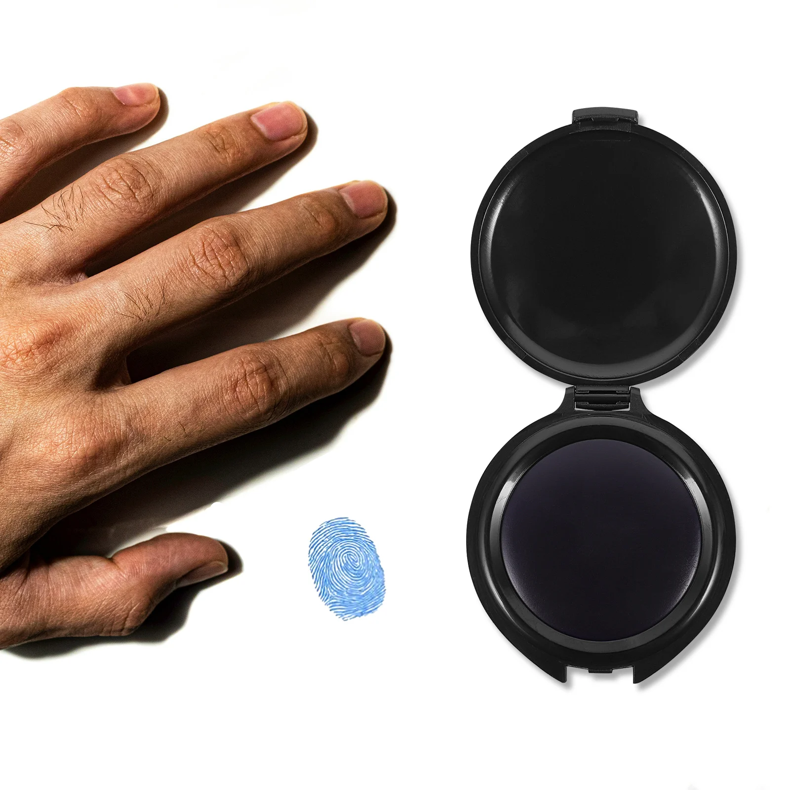 Portable Fingerprint Stamp Pad Compact Sponge Inkpad For Office Financial Document Stamping Round Mini Ink Pad Tool