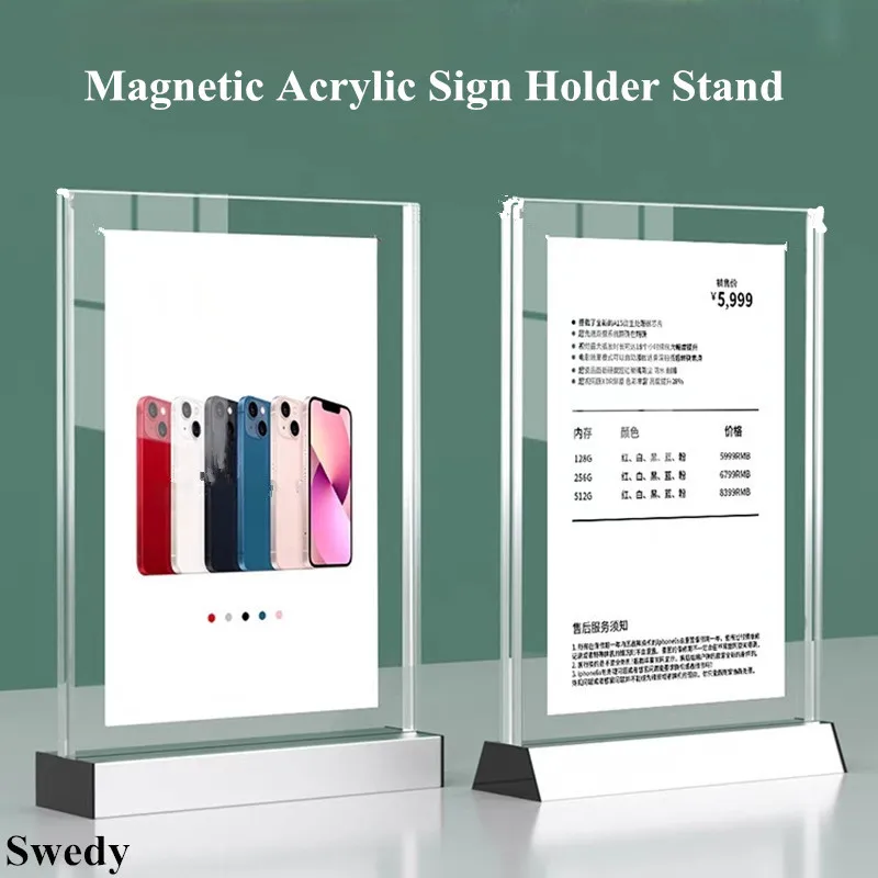 

5 Pieces A6 100x150mm T-Shaped Aluminum Acrylic Sign Holder Display Stand Menu Price Paper Wedding Photo Picture Poster Frame