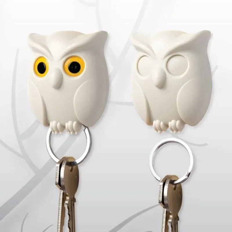 1/3pcs Scary Night Owl Magnetic Key Hooks Adhesive Hold Keychain Key Hanger Will Open Eyes Wall Decorative Hook for Kitchen Home