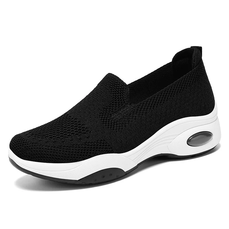 Ladies Breathable Mesh Slip On Walking Sneakers Air Cushion Platform Comfort Non Slip Casual Shoes view 2