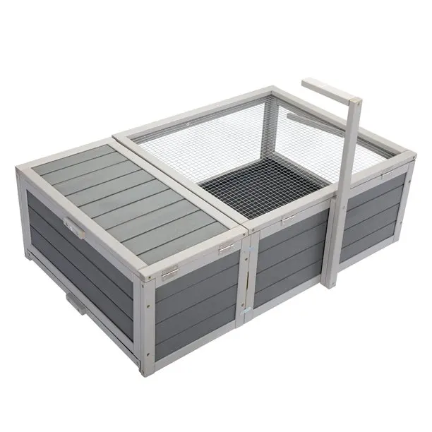 

Wooden Turtle Habitat Enclosure Acrylic Tortoise House Small Animal Hutch Indoor Outdoor Grey