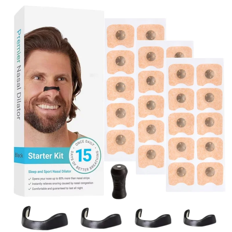 Nasal Breathing Dilators Starter Kit Magnetic Nasal Strips Nose Tabs Sleep and Sports Increase Air Intake Reduce Snoring Device