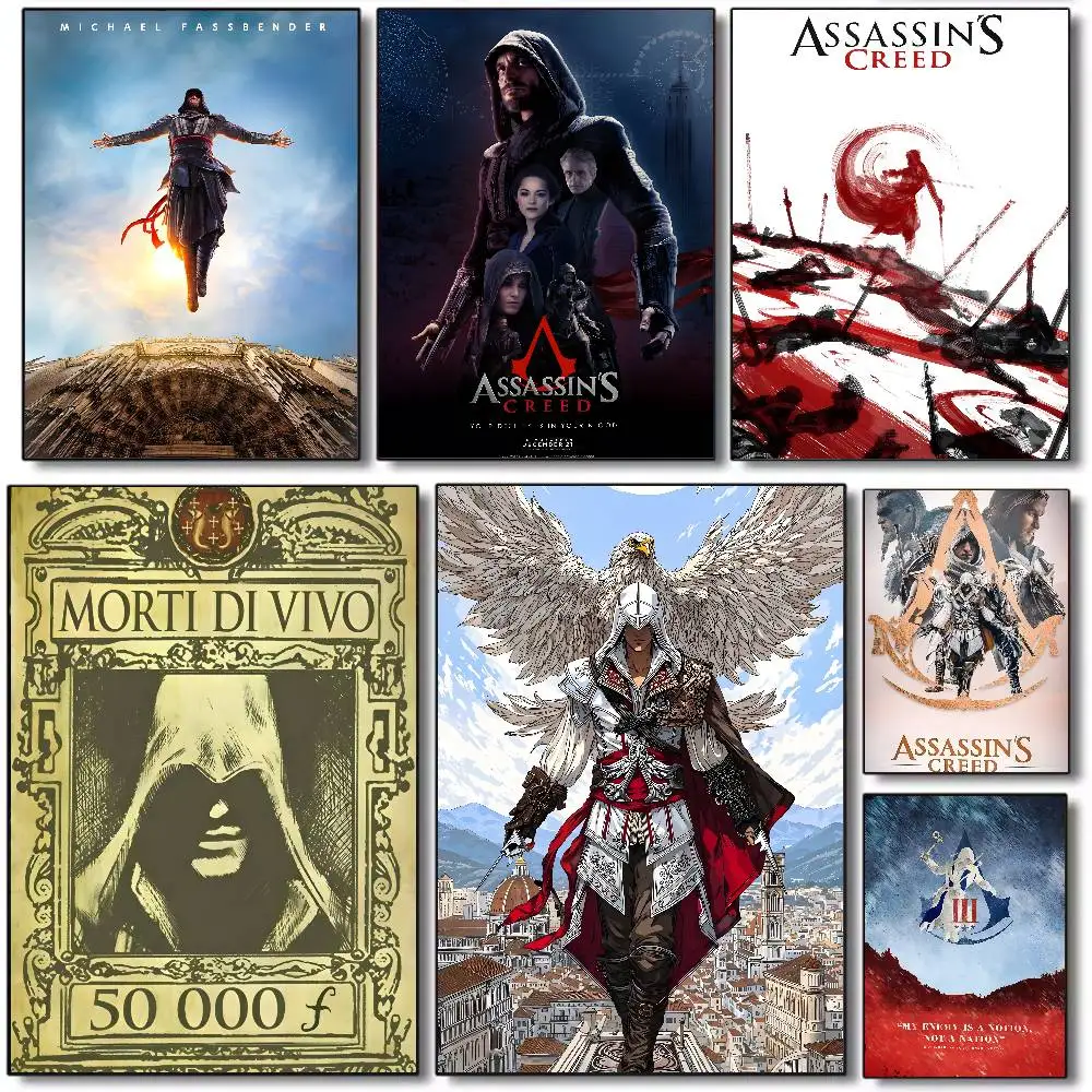Póster artístico de A- Assassins Creed Games, lienzo HD, papel de impresión estético avanzado, arte de pared para decoración del hogar y la sala de estar