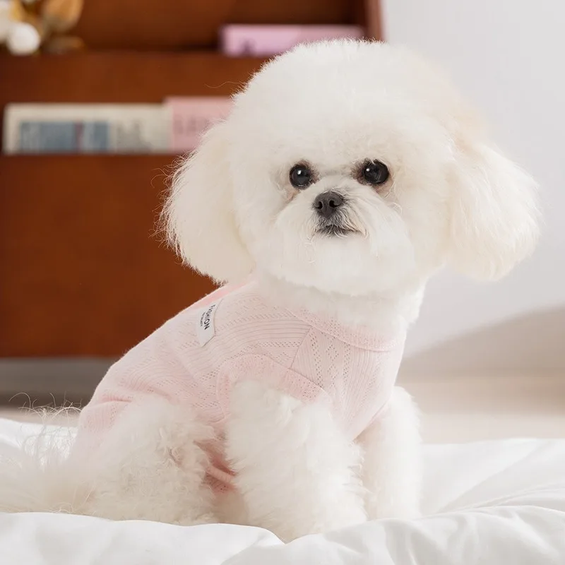 

Bichon Frise Open Button Four Legs Clothes Summer Dog Wrap Belly Suit Simple Pet Homewear Fashion Air Conditioning Clothing