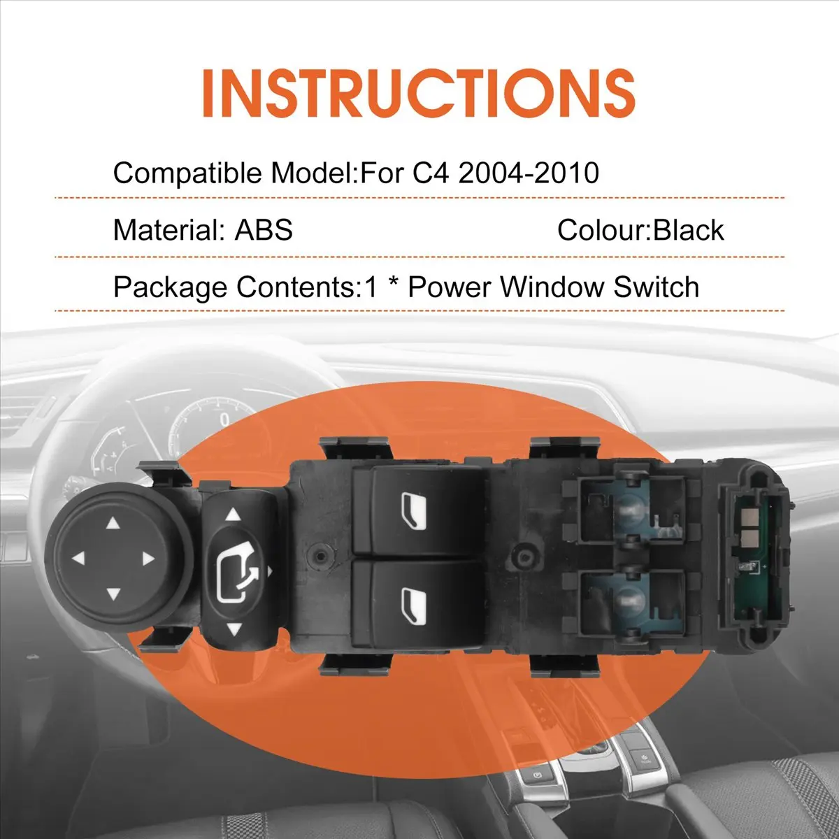 

#61U Automotive Parts & Accessories,Window Switch for Citroen C4 2004 2005 2006 2007 2008 2009 2010 (black)