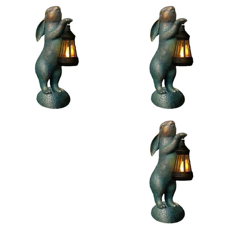 【ldhl】3x-garden-statue-solar-lantern-outdoor-animal-figurine-yard-lawn-ornaments-gift-easter