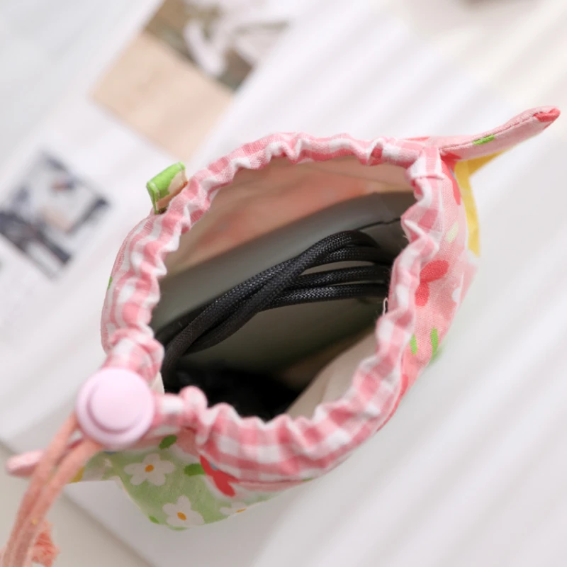 BOMO Cute Wallet for Women Fashions Trend Sweet Cat Shaped Coin Purse Cotton Short Drawstring Aesthetic Bags Kawall Wallet