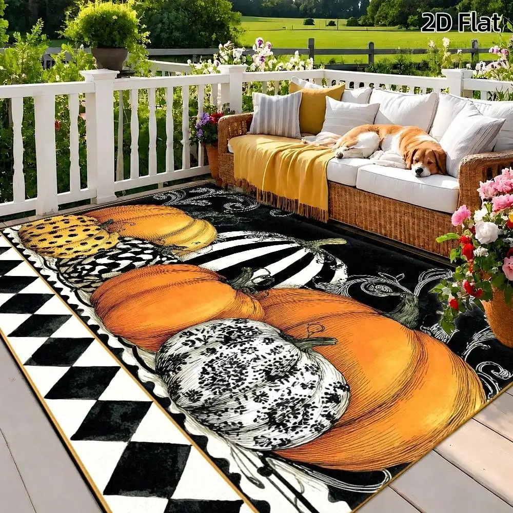 Large Floor Rug With Vintage Autumn Leaf Patchwork Print, Fall Harvest Floor Decor, Statement Carpet For Bedroom, Living Room, Home Office And Reading Corner, Colorful Printed Room Accent, Housewarming Gift Idea,Rugs For Livingroom