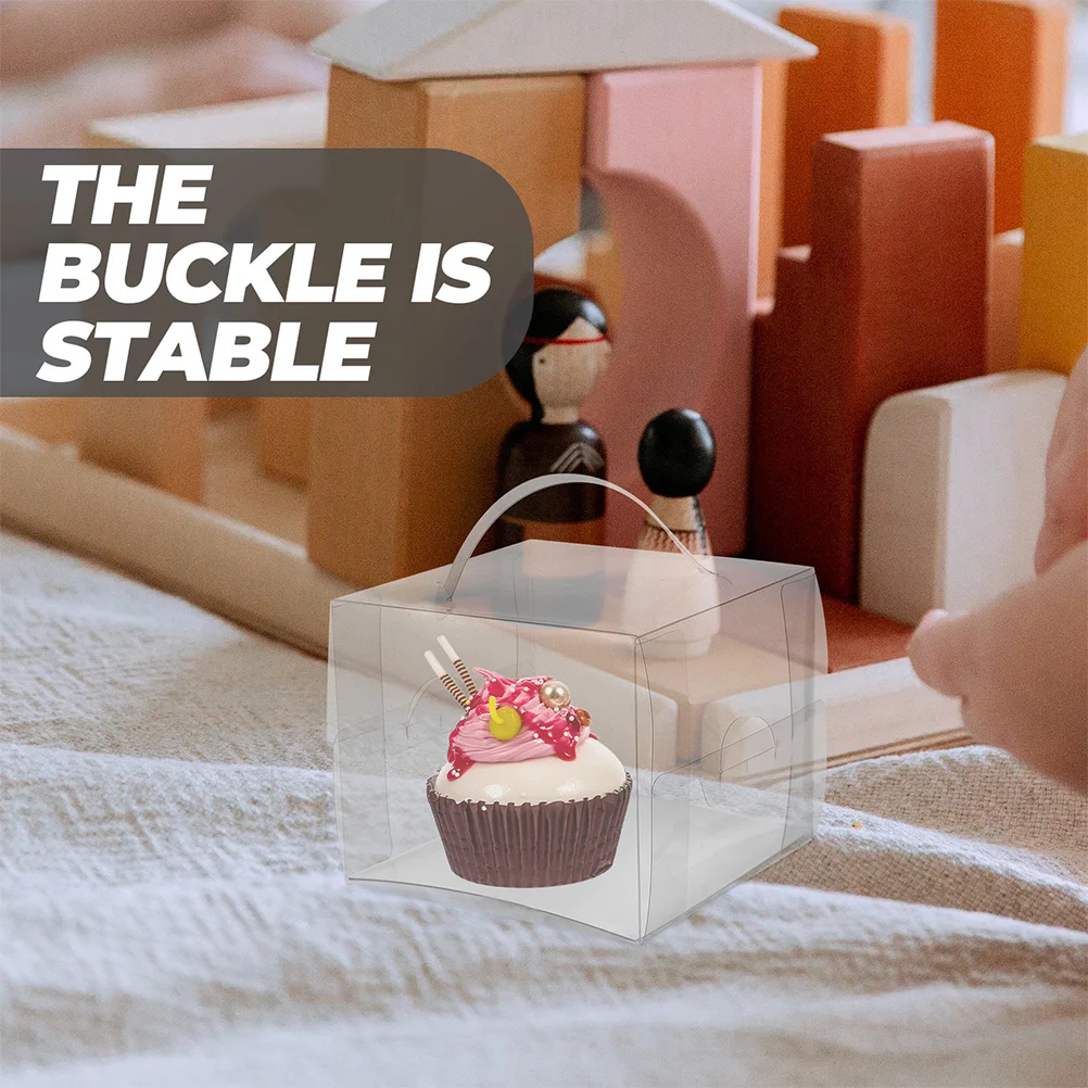

10Pcs Cake Boxes Portable Handle Design Reliable Cake Carrier Perfect for Small Cakes Birthday Dessert Boxes Cupcake Boxes,