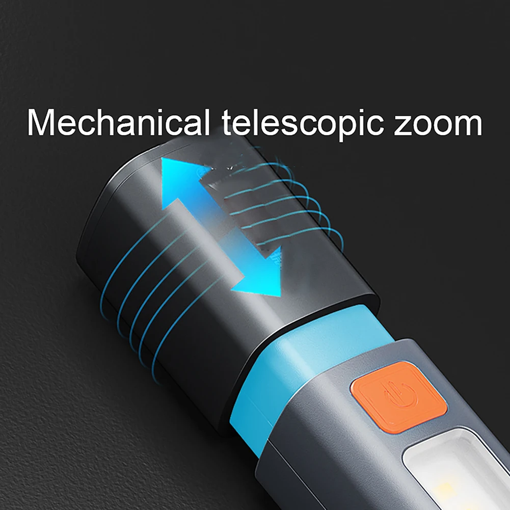 LED Torch Light 300 Lumens Built-in 800mAh Rechargeable Battery Portable Flashlight Waterproof Adjustable Zoom Work Light