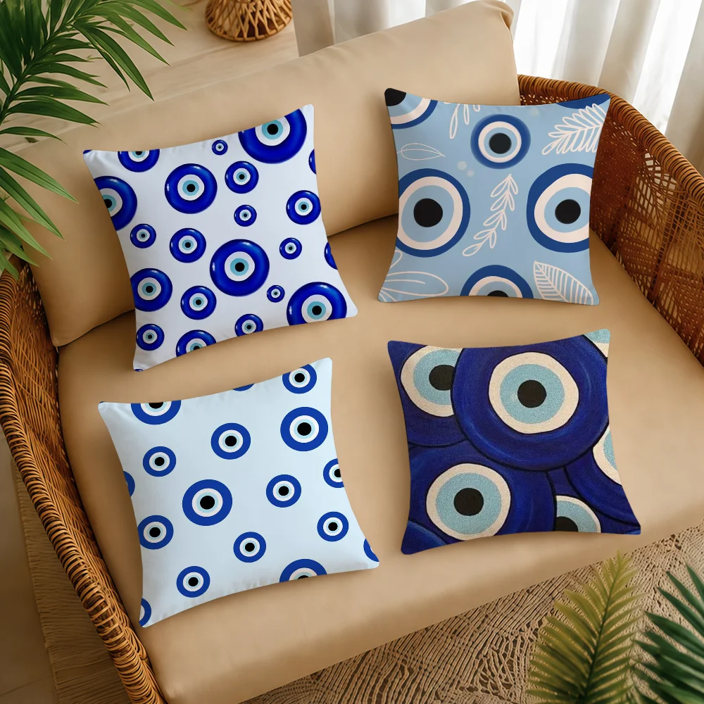 Turkish Lucky Blue Eye Cushion Cover Square Decorative Throw Pillow Case Sofa Bed Living Room Anniversary Gifts