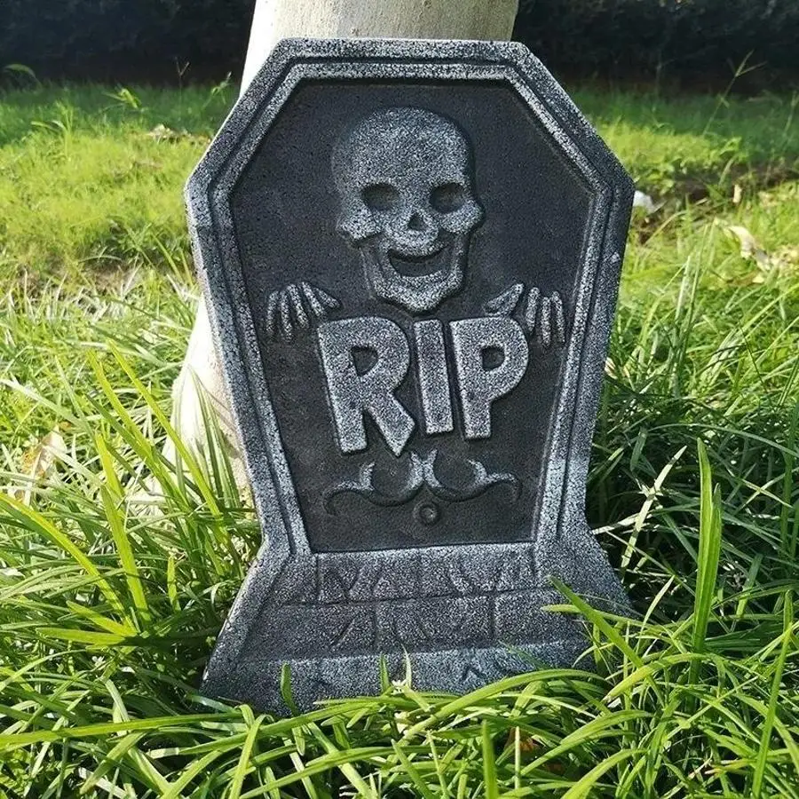 Creative Halloween Graveyard Scene Foam Tombstone RIP Skull Stone Prop Waterproof Yard Lawn Haunted House Horror Decorative