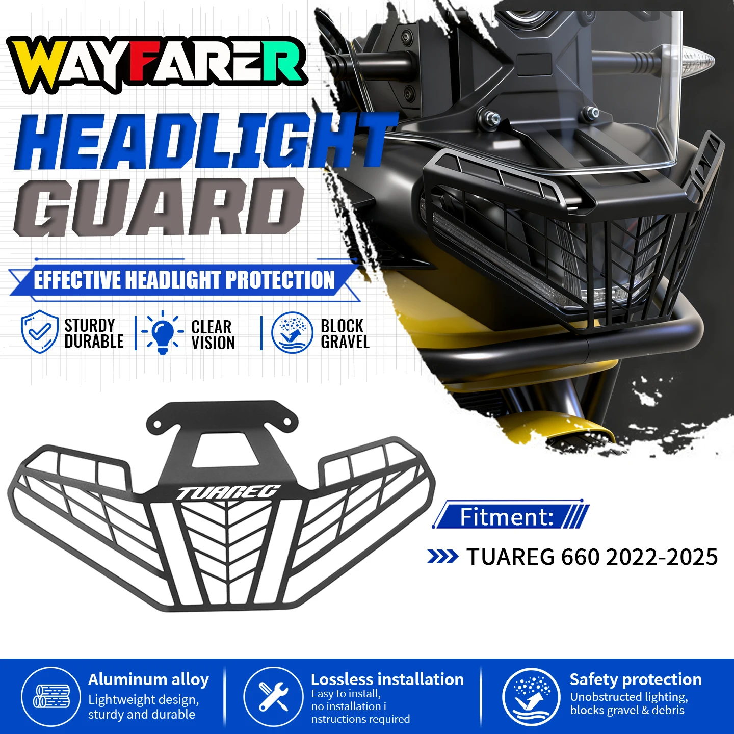 For TUAREG 660 2022-2025 Tuareg660 Parts Motocycle CNC Headlight Protector Grille Guard Cover Accessories
