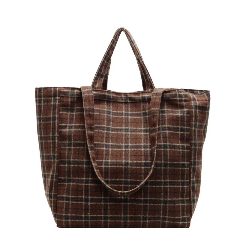 Large Capacity Autumn and Winter Retro Grid Commuting Bag for Women New Casual Single Shoulder Shopping Bag Tote Bag Le Paquet