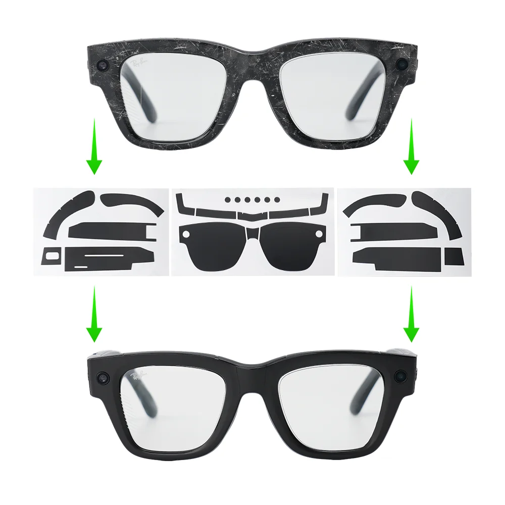 

Защитная накладка HiBloks для очков Ray-Ban Meta Display 48-23, стандартная оправа для смарт-очков, матовые черные наклейки, аксессуары