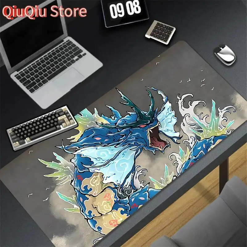 

XXL Red Dragon Mouse Pad PC Non Slip Gaming Keyboard Rug Cool Anime Kawaii Mousepad Laptop P-pokemon Gyarados Extended Desk Mat