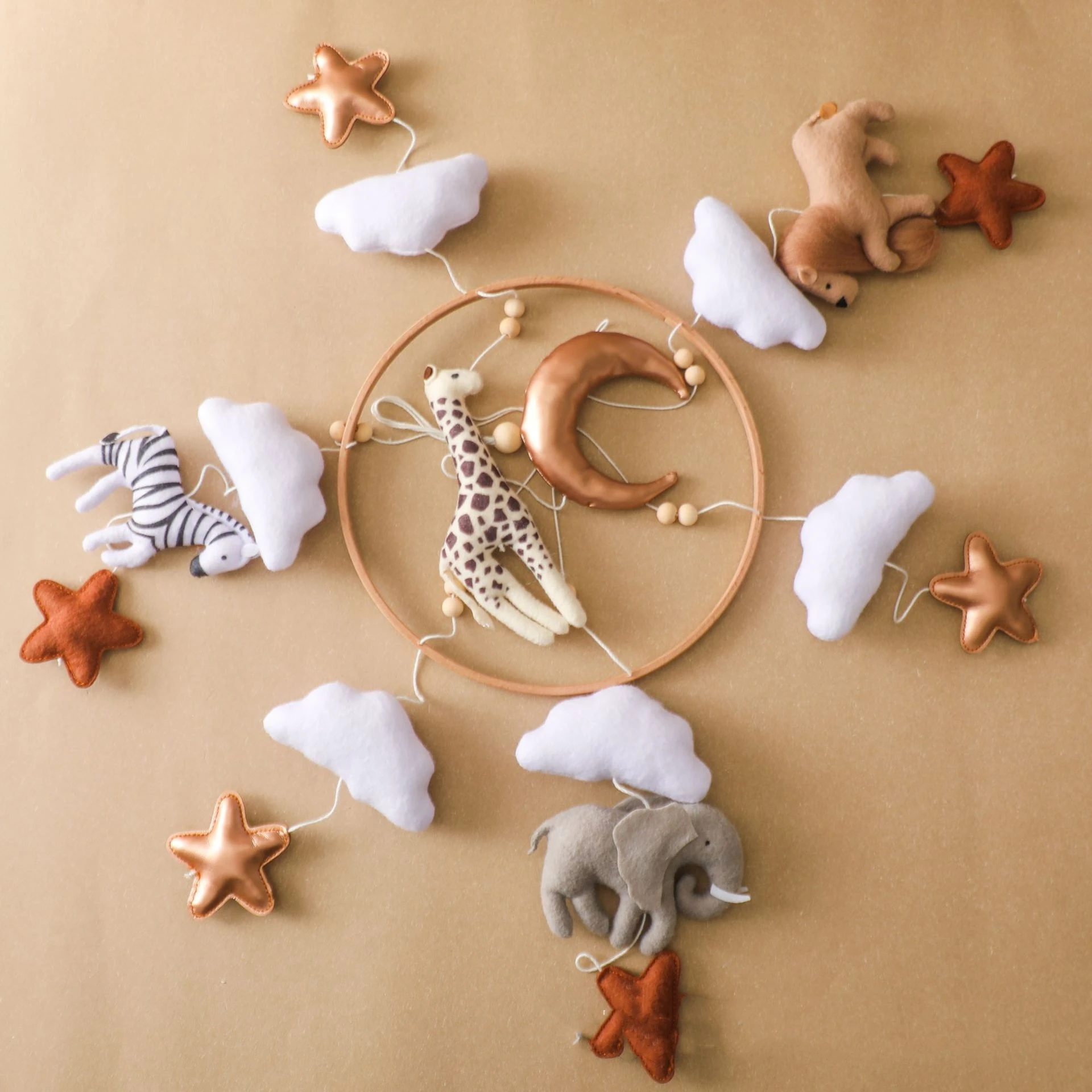 Hot Sale Nordic Handmade Felt Jungle Safari Baby Crib Mobile Animal Bed Bell Hanging Toy Nursery Decoration Shower Gift view 4