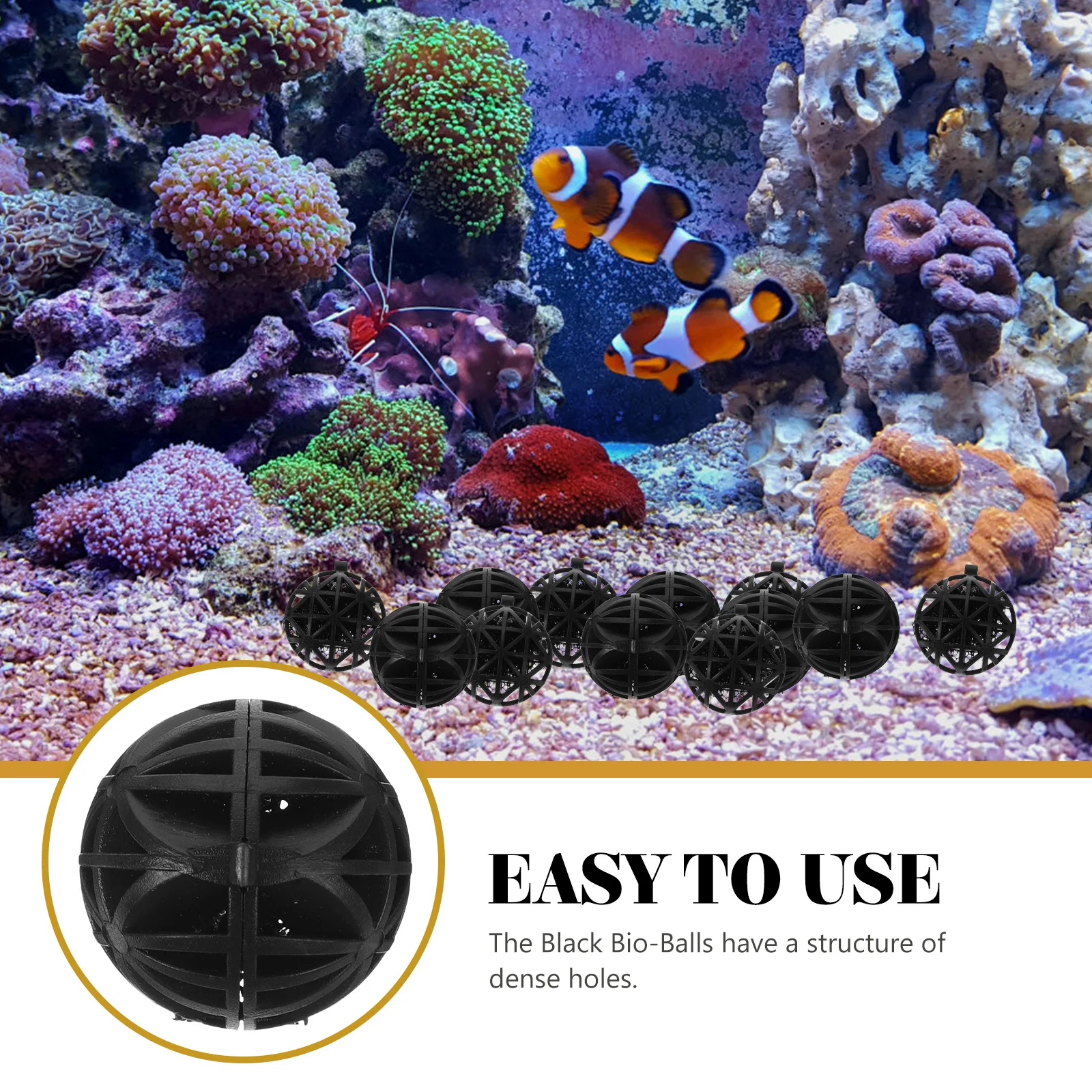 

100pcs Bio Balls Filter Media High Performance Plastic Construction Oxygenating Water Gas Exchange Freshwater Saltwater Fish