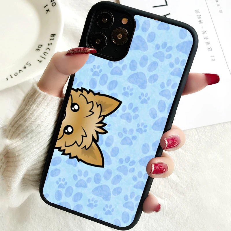 5 5S SE 2020 Phone Cover Case for iPhone 6 6S 7 8 PLUS X XS XR 11 12 13 MINI 14 PRO MAX Rubber Yorkshire Terrier Dog Paw Print