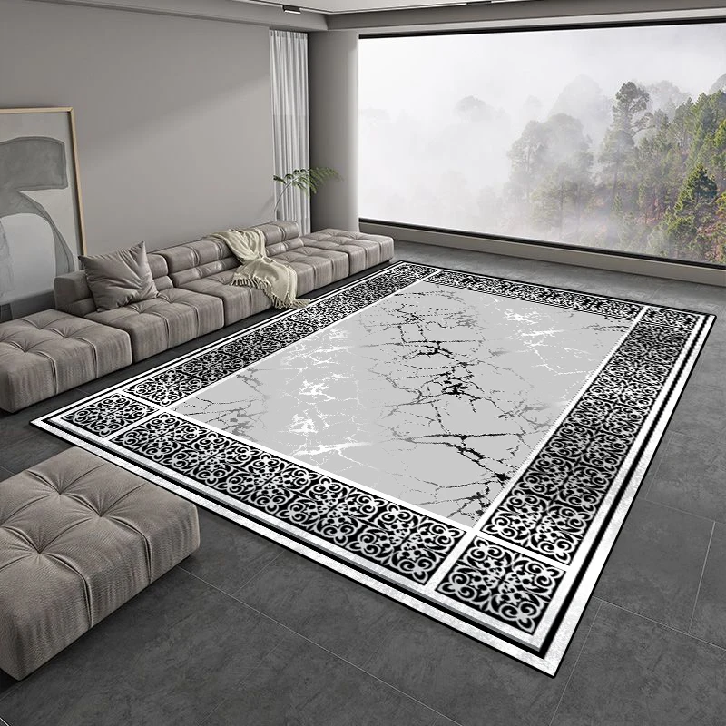 Light Luxury Grey Large Rugs for Living Room European Simple Bedroom Decoration Carpet Soft Non-slip Lounge Coffee Tables Mat 러그