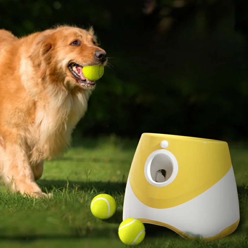 

Custom Pet Toy Professional Training Dogs Exercise Tennis Launcher Automatic Ball Throwing Machine With 3 Mini Tennis Balls