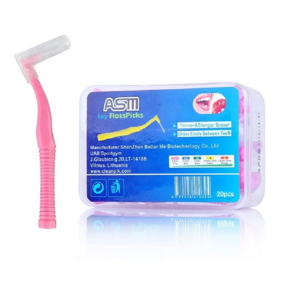 20 Pcs/box L Shape Push-Pull Interdental Brush Orthodontic Toothpick Teeth Whitening Tooth Pick ToothBrush Oral Hygiene Care