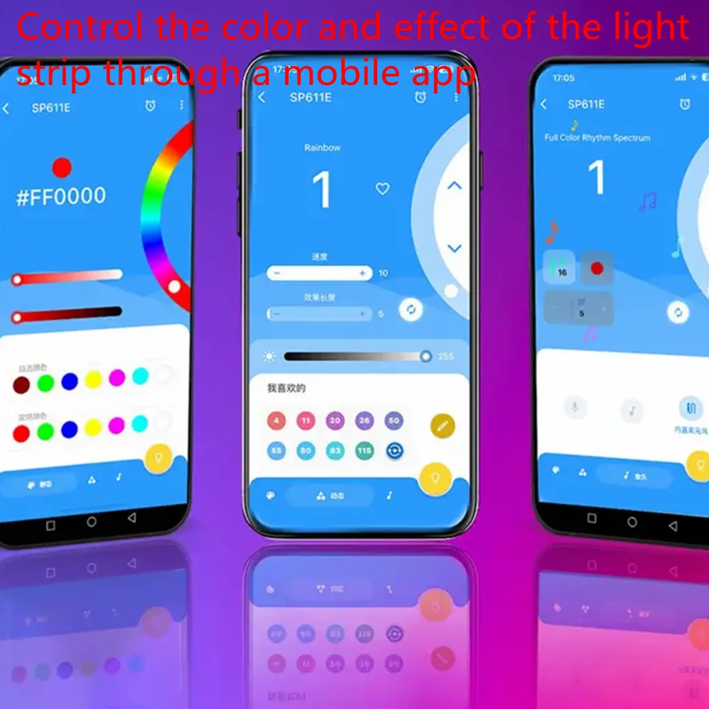 DC5-24V Bluetooth SP621E controller+IR38 key remote control LED controller APP controls WS2811 WS2812B pixel light strip