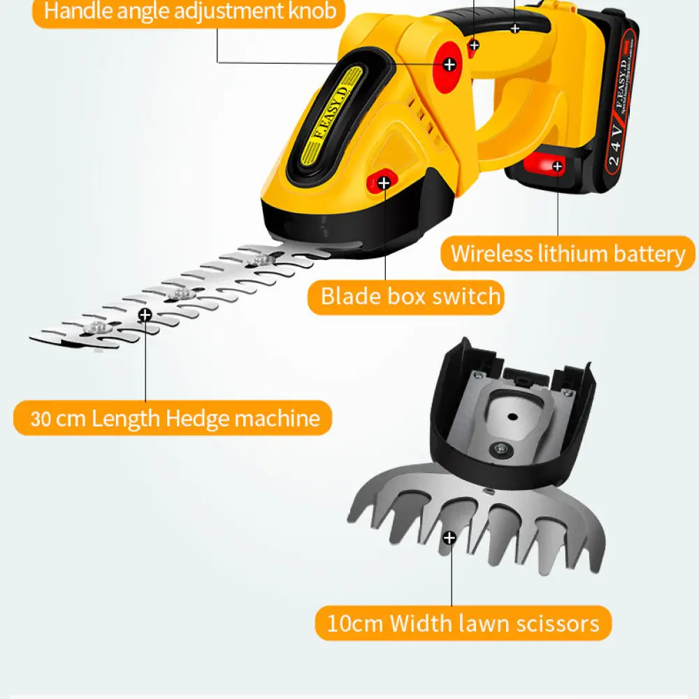 Powerful Electric Hedge Trimmer Cordless Garden Grass Shear Pruning Machine Handheld Shrub Cutter Tool For Landscape Maintenance