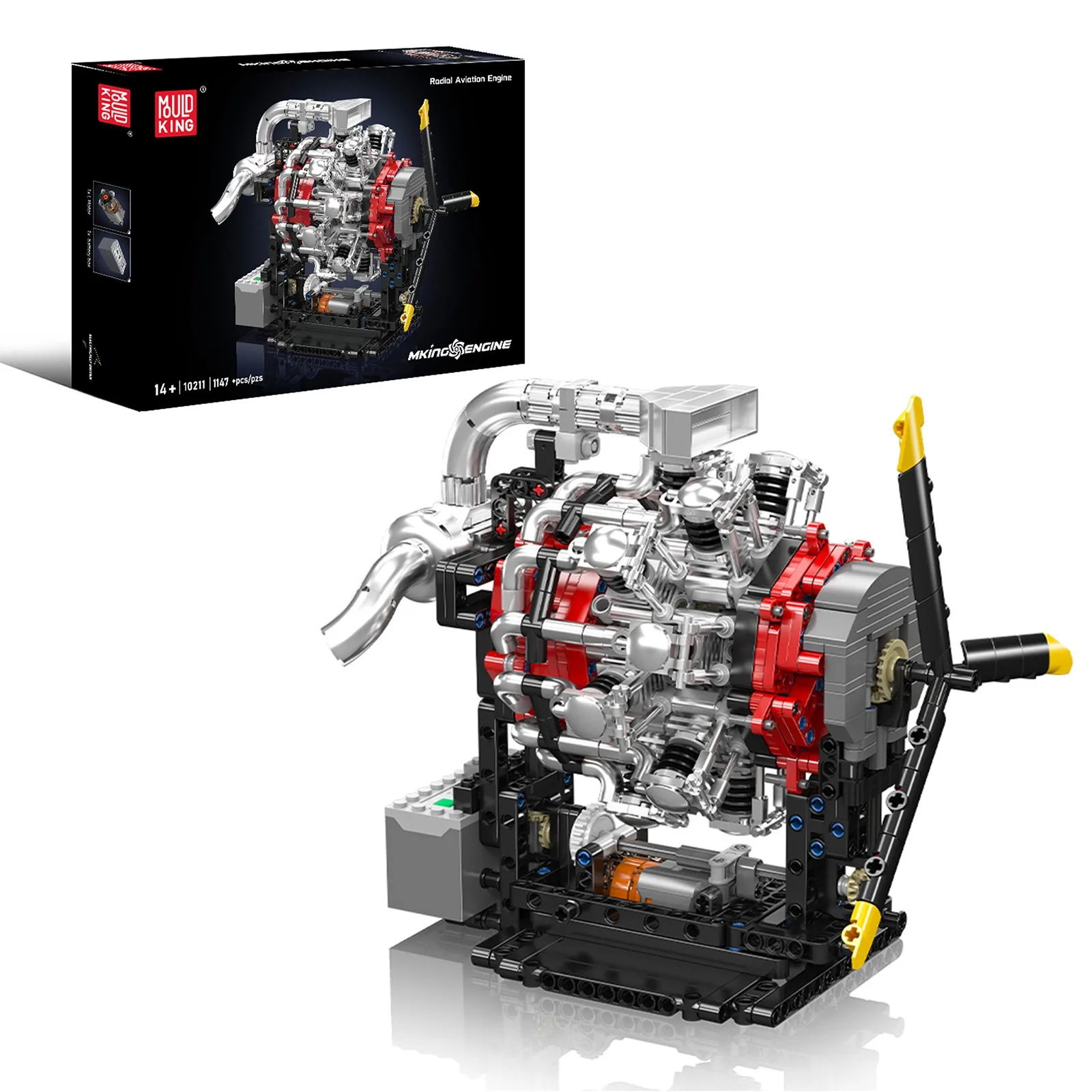 

Mold King 10211 Star Aero Engine Модель Строительный комплект-1147 шт. DIY Сборка STEM Развивающая игрушка для детей и взрослых