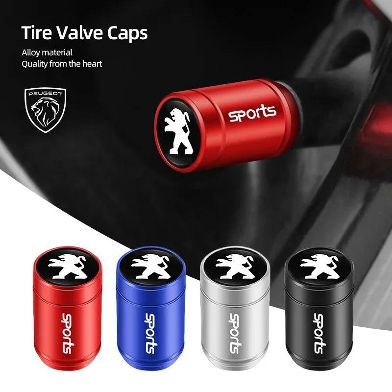 4Pcs Alloy Car Tire Valve Caps For Peugeot 208 2008 308 3008 408 4008 508 5008 RCZ Auto Wheel Tyre Air Valve Caps AccessoriesSet