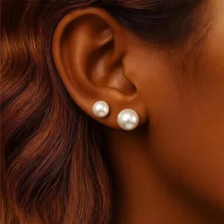 Fashion Imitation Pearl Earring For Women Stainless Steel Gold Color Round Pearl Earring Waterproof Party Aesthetic Jewelry Gift