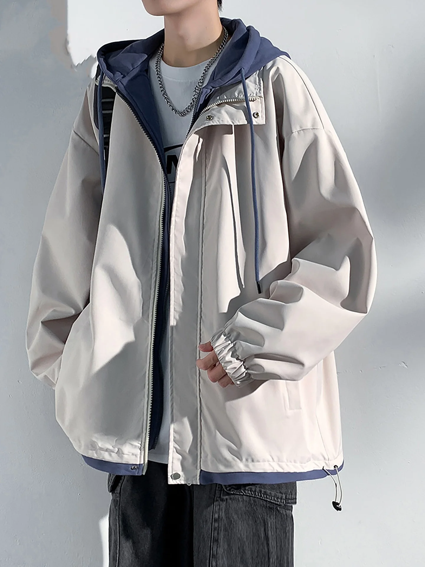 

TUCANO Woodpeer Fake Two-Piece Hooded Jaet Autumn Winter Windproof Casual Men's Faionable Versatile Polyester Nylon Com...