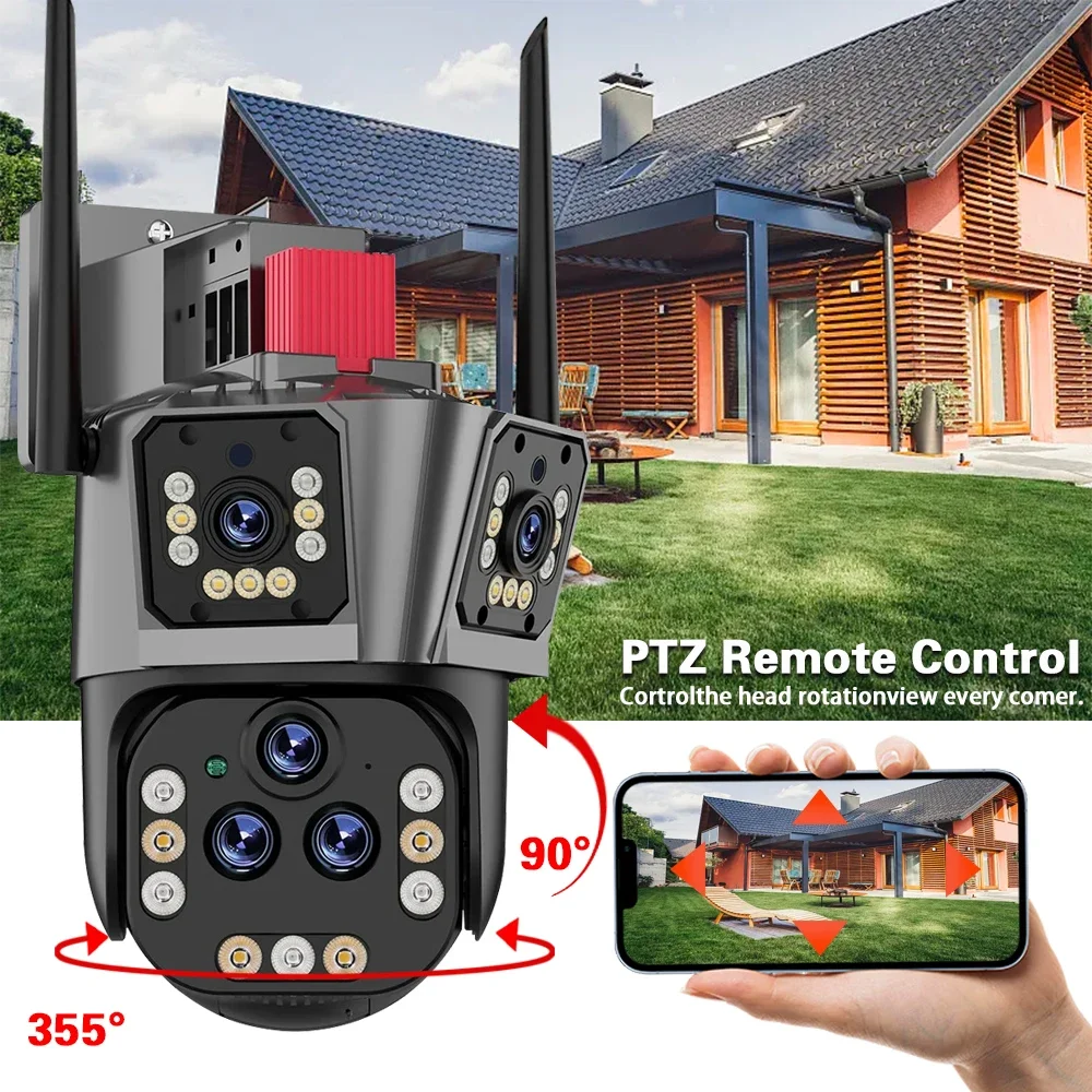 Ultra 20MP 10K WIFI Surveillance Camera Outdoor Five Lens Camera PTZ 20X Zoom Smart Home AI Human Tracking Wireless CCTV Camera