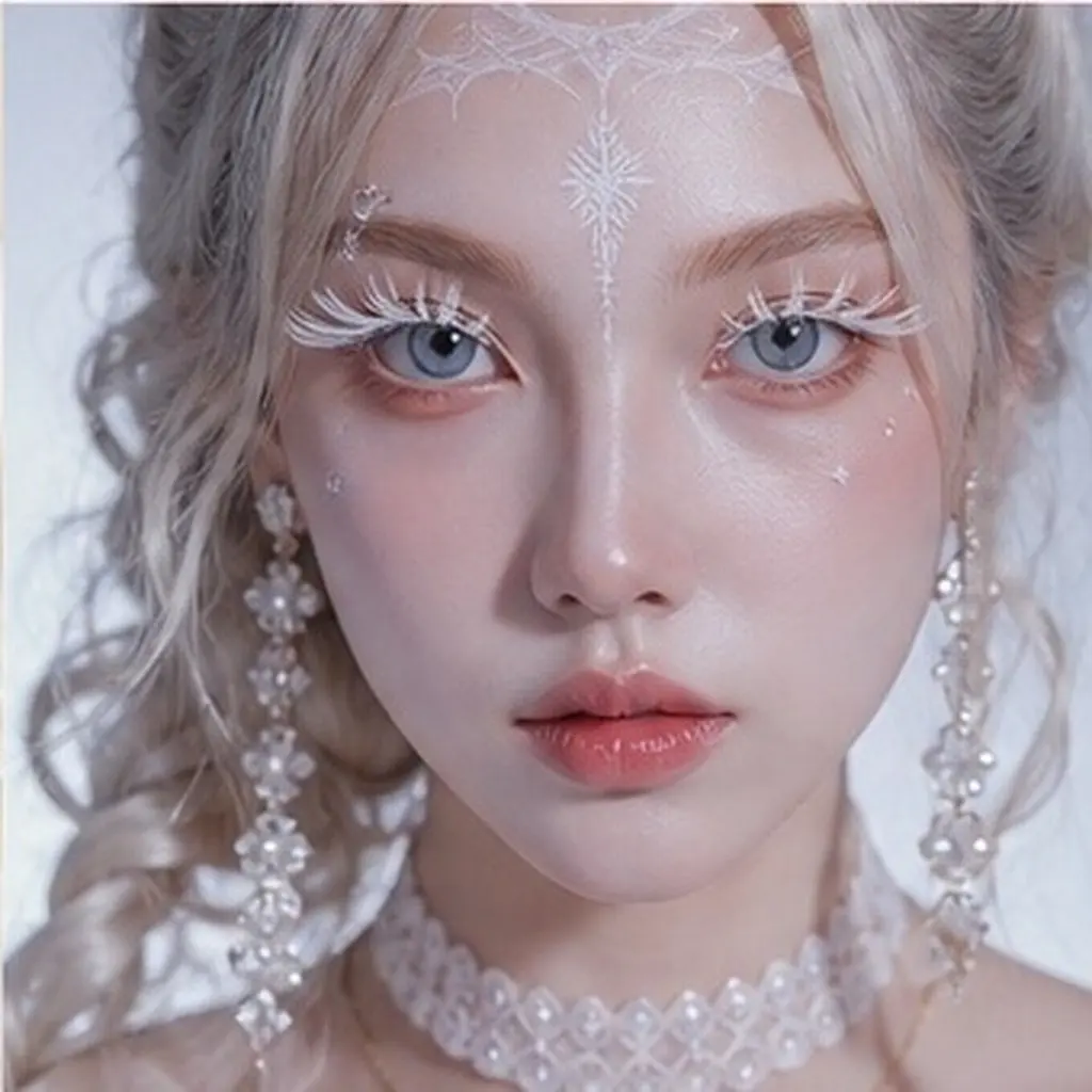 3Pairs White False Eyelashes Soft Fiber Fake Lashes for Halloween Cosplay Party Ball Masquerade Makeup Dramatic Japanese