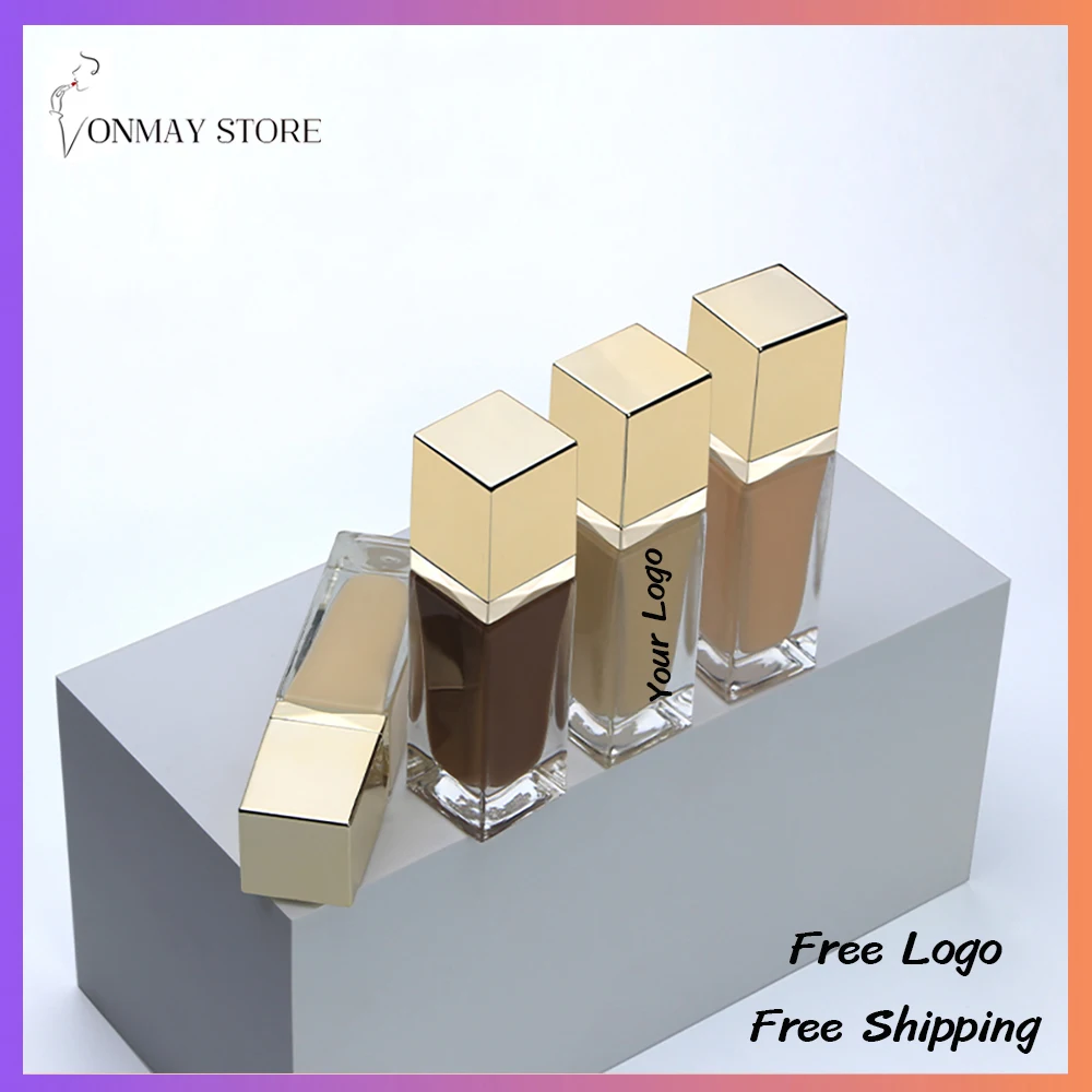 14-Color Private Label Liquid Foundation Custom Logo Full Coverage Gold-Cap Matte Finish Deep Shade Waterproof Base Makeup Vegan