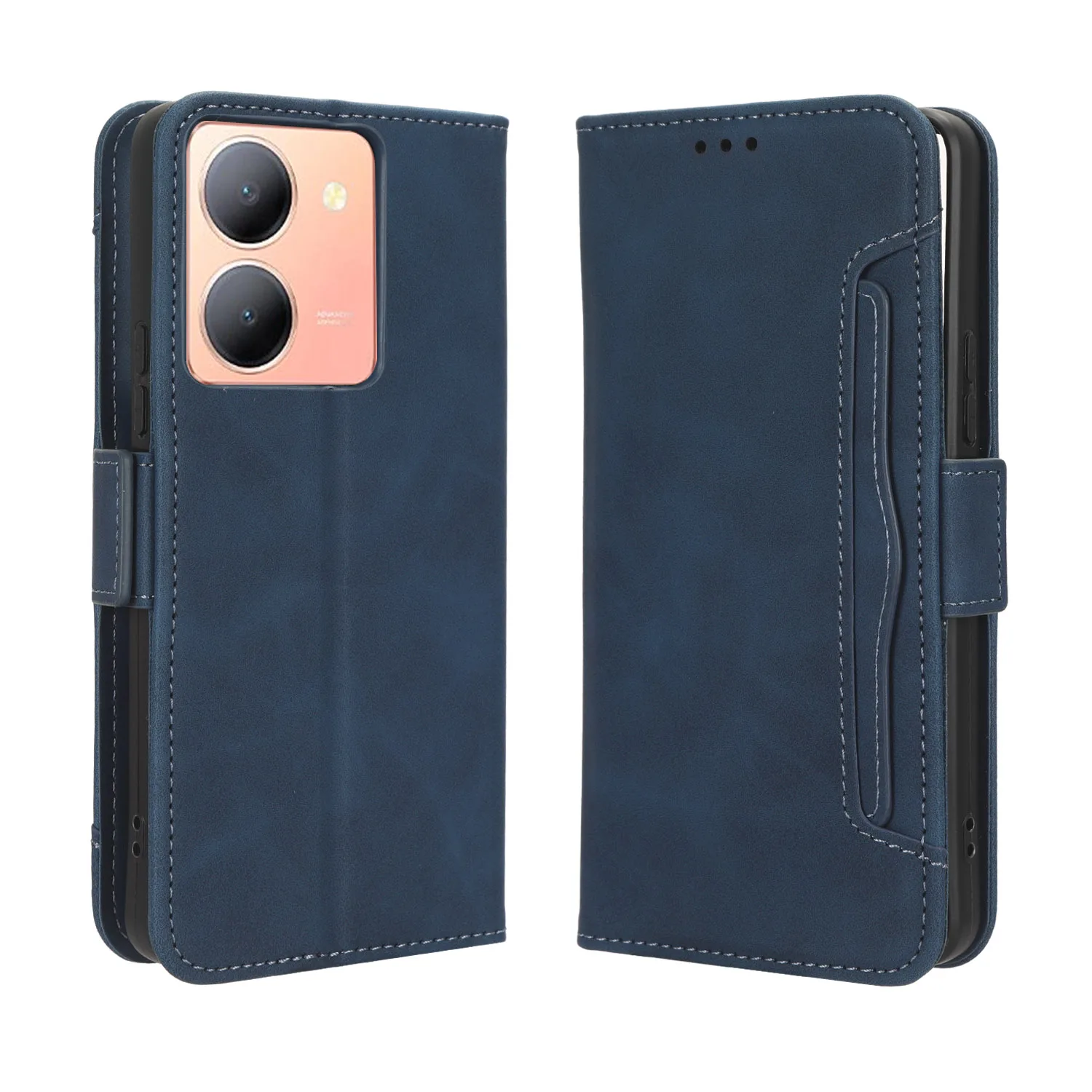 

Flip Leather Cover For Vivo Y78 Y100 Y02A Y02 Plus 5G Separate Type Magnet Button Many Card Slot Wallet Shockproof Phone Case
