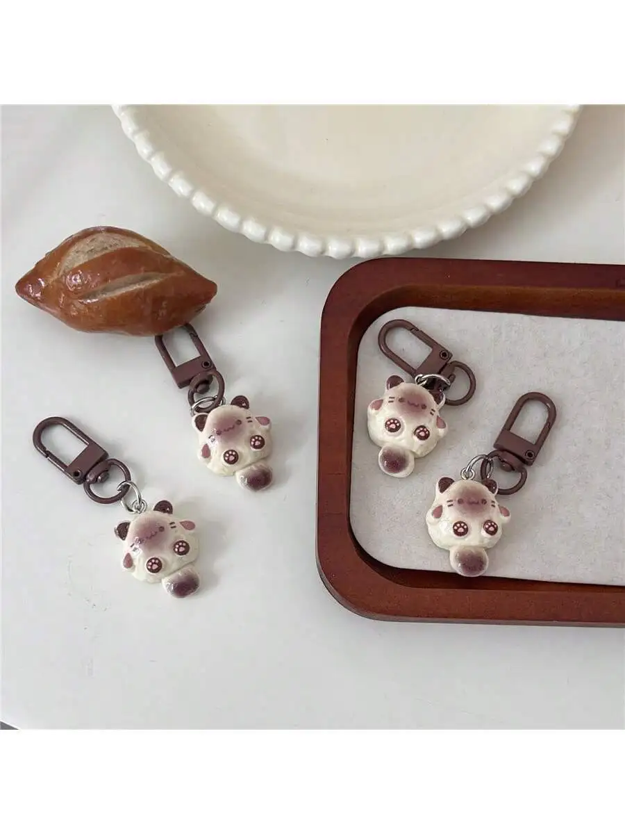4pcs/Set Cute Siamese Cat Pendant Charms, Cartoon Cat Key Chains, Bag Charms, Versatile S Car Accessories School Goth Y2k
