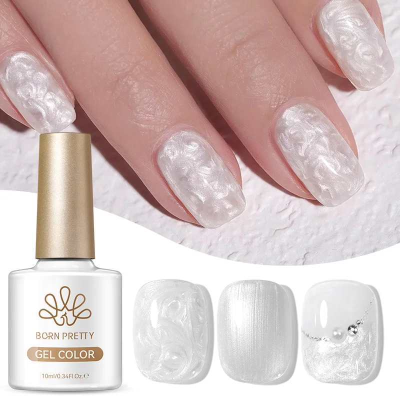 BORN PRETTY 10ml Shell Thread Gel Polish Pearl White Semi-transparent Varnish Soak Off UV LED Nail Art Pearlescent Manicure
