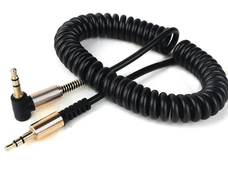 1.5m zwinięty 3.5mm przewód AUX złącze Mini Jack do gniazda męski Audio AUX kabel samochodowy do telefonu