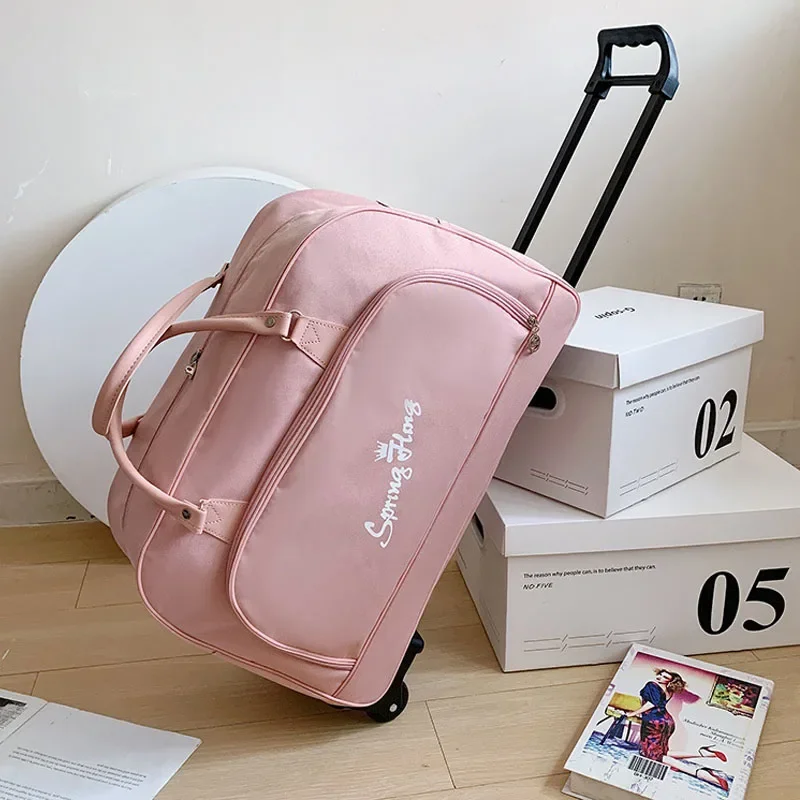 Large Capacity Trolley Case Travel Bag Handbag Foldable Boarding Case Home Storage Travel Suitcase Thickened Wear-resistant