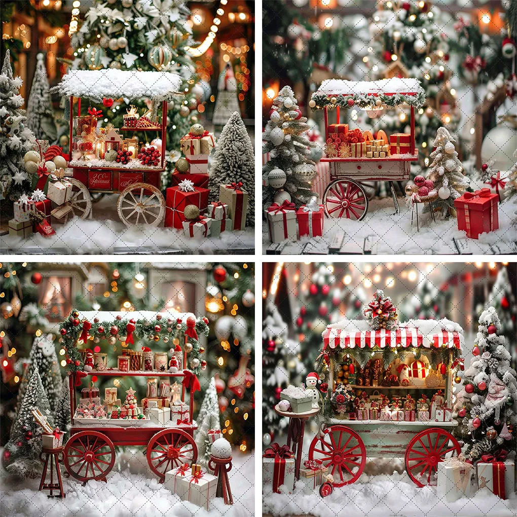 

Mehofond Photography Background Christmas Candy Cart Family Portrait Kids Candies Winter Wonderland Decor Photozone Backdrop