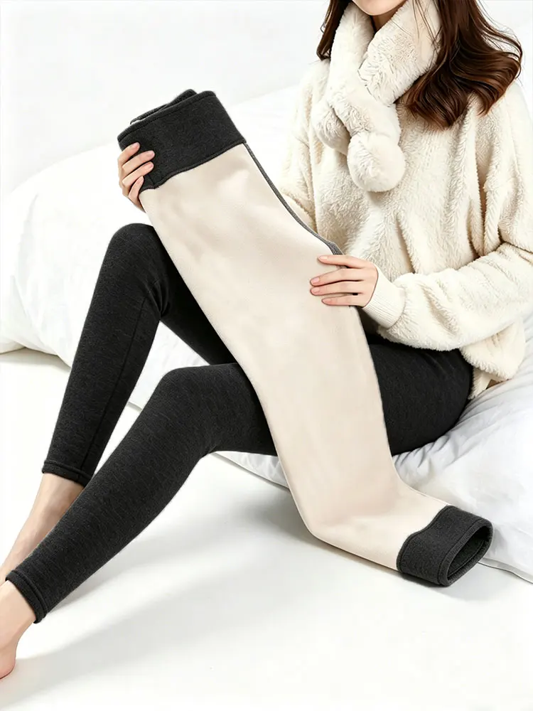 High Waisted Thickened Thermal Pants Winter Sports Capris Fleece Lining Tight Jeans Yoga Wear Soft And Suitable For Cold Weather