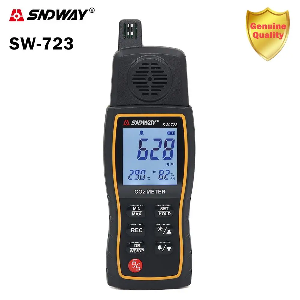 SNDWAY SW-723 Gas Detector Carbon Dioxide CO2 Monitor Alarm 9999 PPM Sensor Professional Carbon Dioxide Tester Device CO₂ Meter