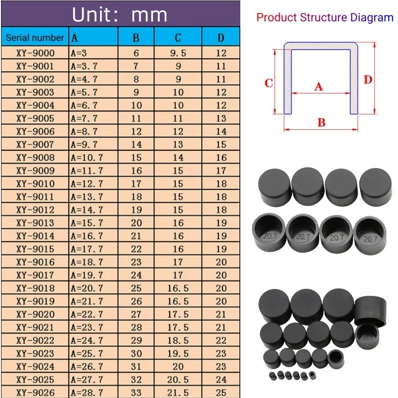 Steel Pipe End Cover Caps Rubber Round Caps Foot Cover Silicone Female Cap Round Tube Insert Stoppers Cable Rubber Sleeve new