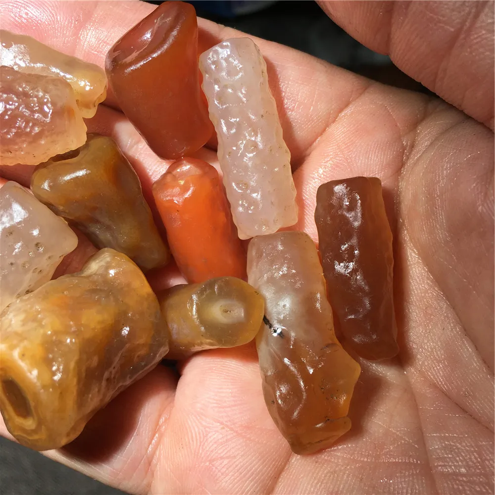 3PICSTreasure Talisman Energy Desert Alxa Tubular agate  Beads, Cool & Honey Style for DIY, Necklace Pendant Or Sculptable