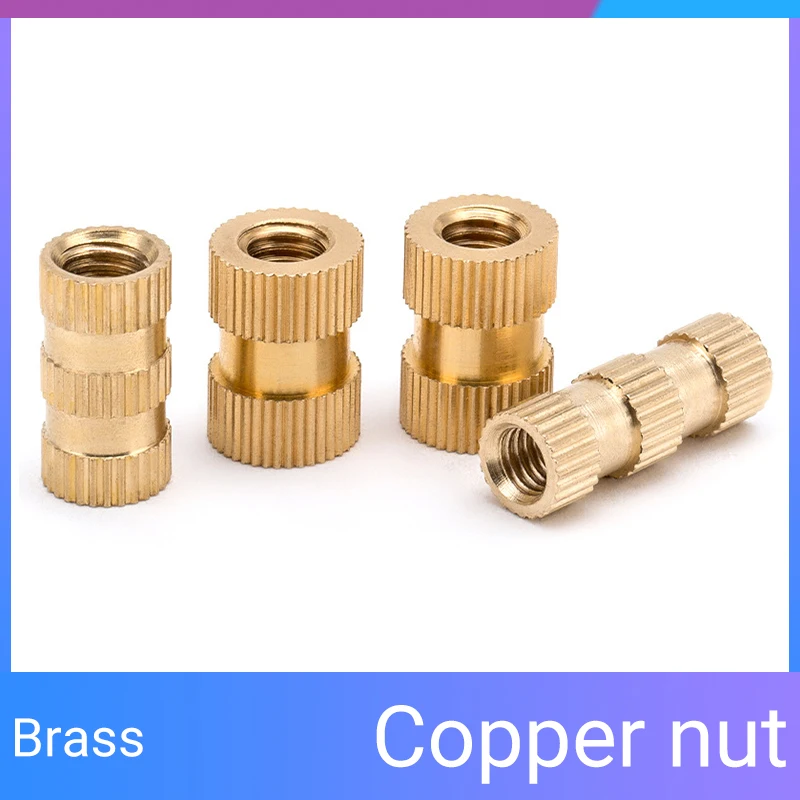 20/50/100pcs Injection Molding Brass insert nut M2.5 M3 M4 M5 M6 1/4-20UNC Brass Round Knurled Thread Inserts Nuts