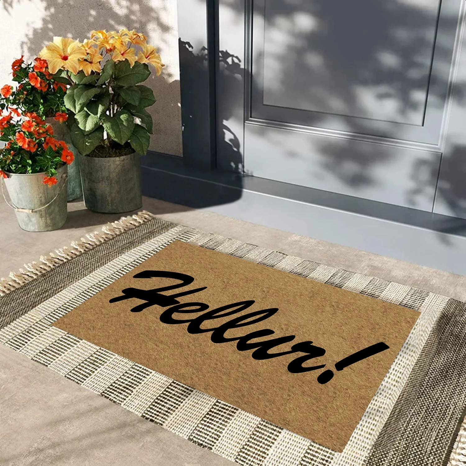 Hellur Doormat Non-Slip Rubber Bathroom Kitchen Mat Garden Garage Door Floor Mat  Carpet Rug