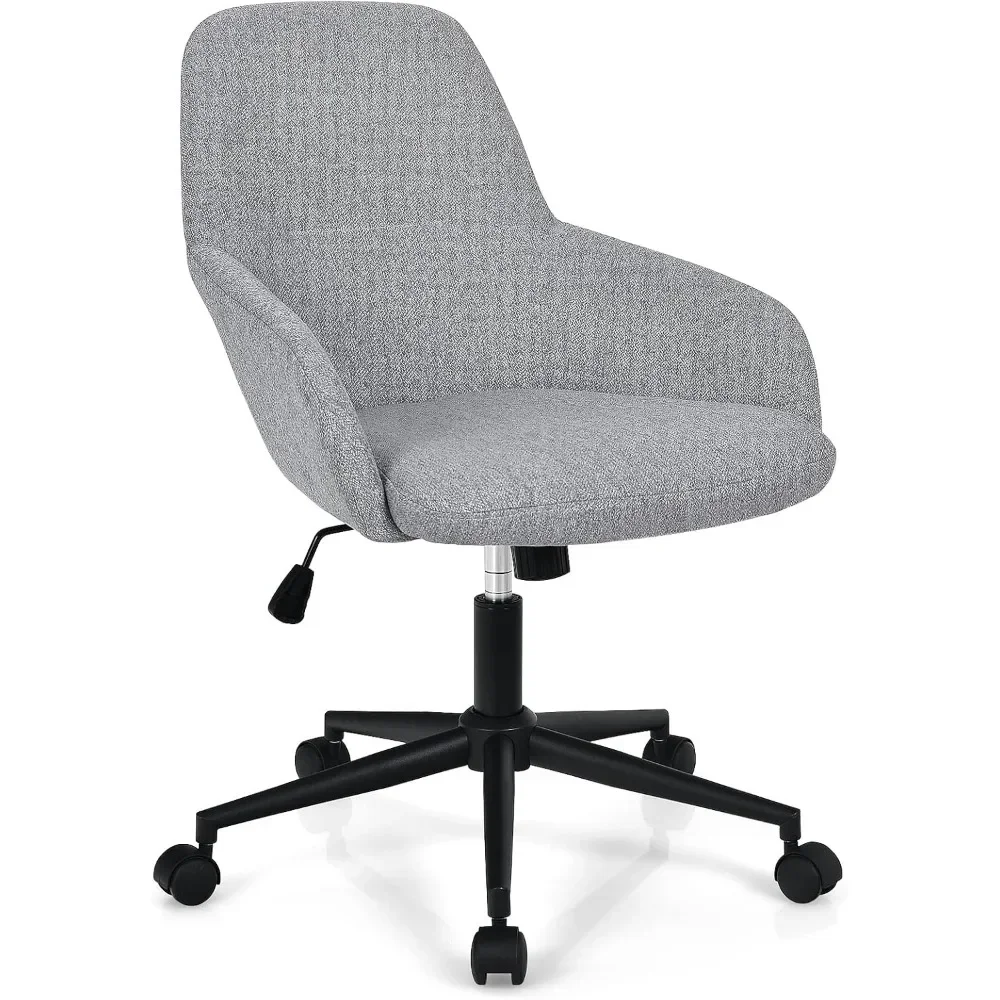 

Soft Padded Home Office Chair, Height Adjustable Casual Dressing Chair, Rocking Chair with Linen Cover and Ergonomic Design