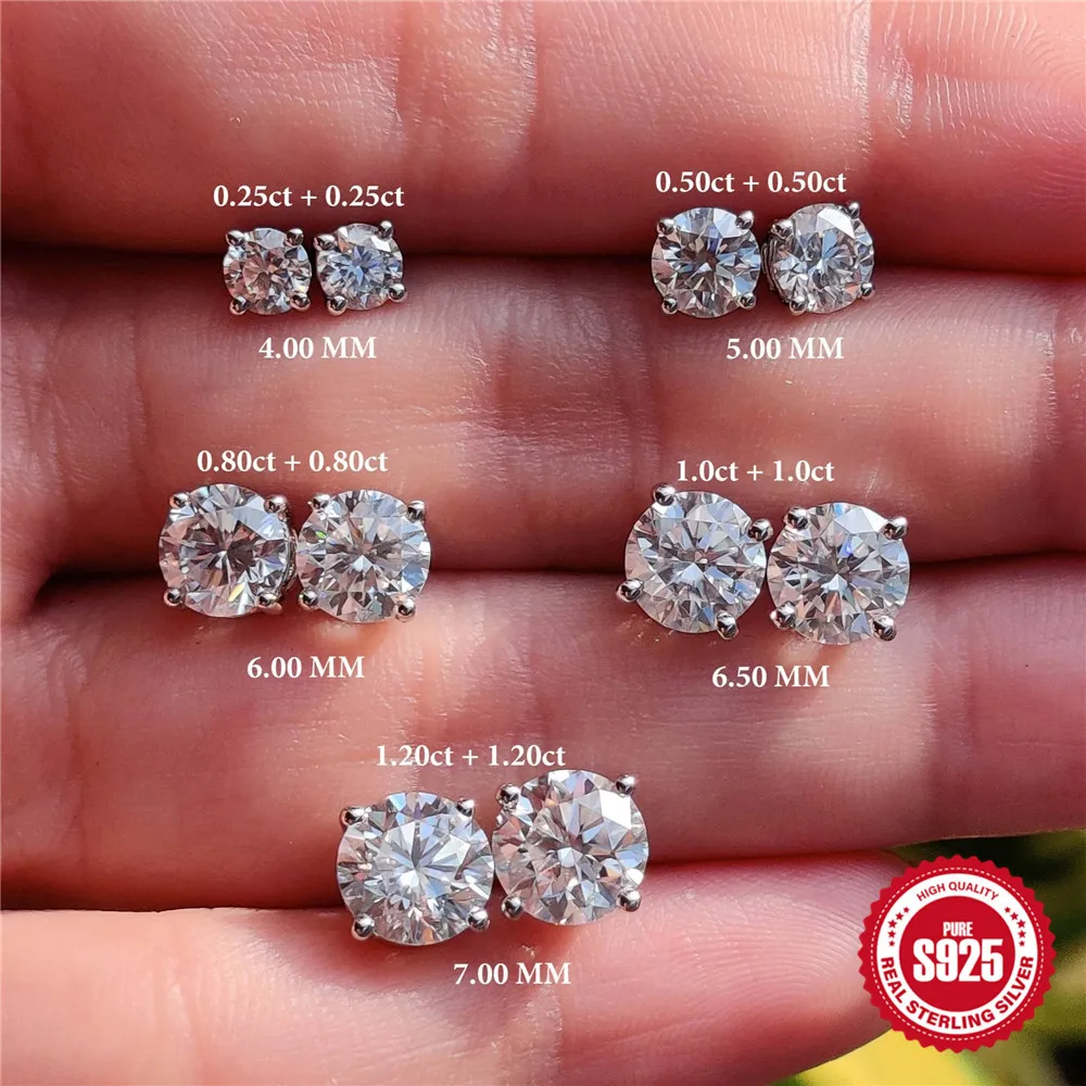 Onnelik New Arrival S925 Sterling Silver Moissanite Four-Prong Flat Top Labret Stud Threaded Cartilage Piercing Ear Jewelry 3