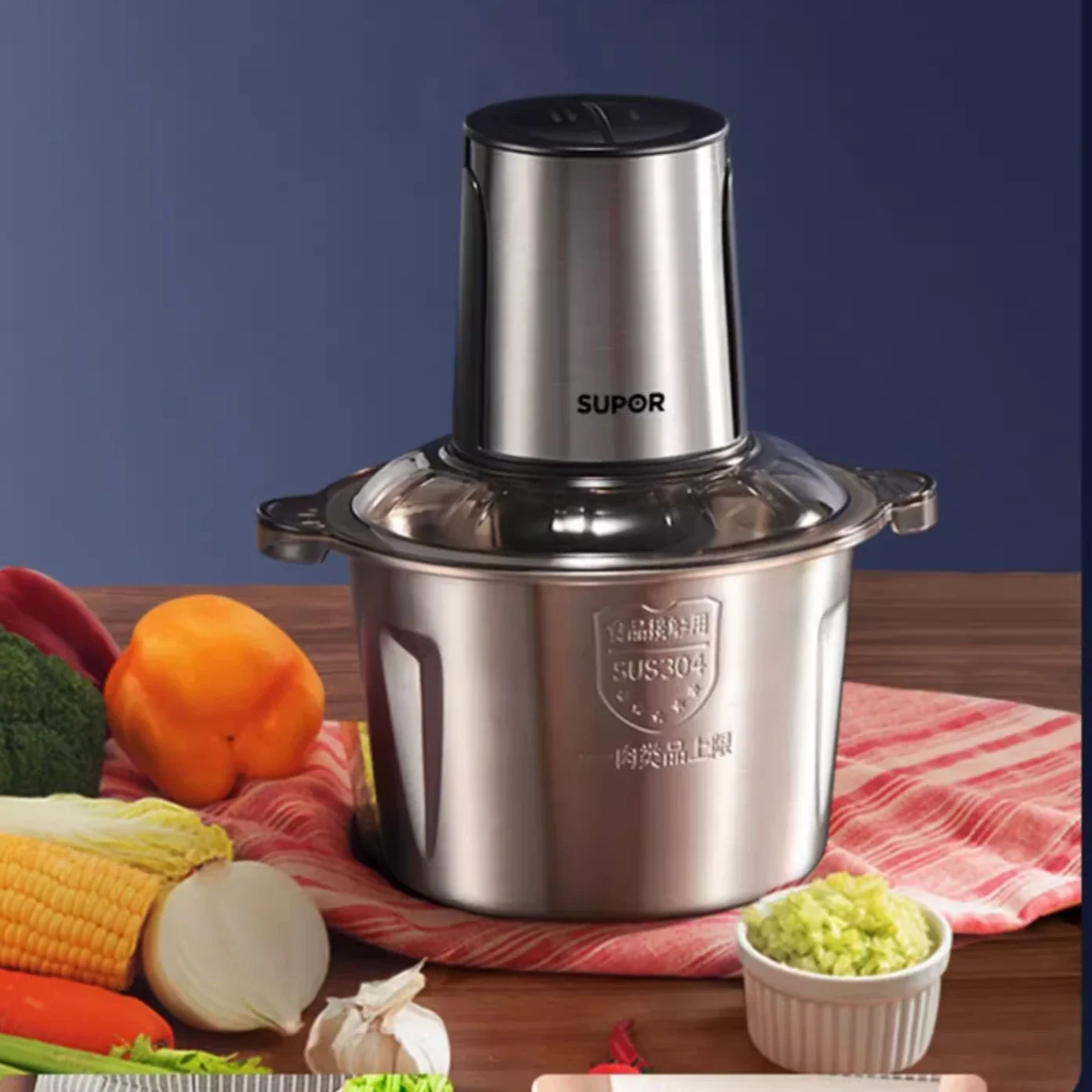 Household electric meat grinder small mixer food processor multi-function meat grinder stainless steel large capacity